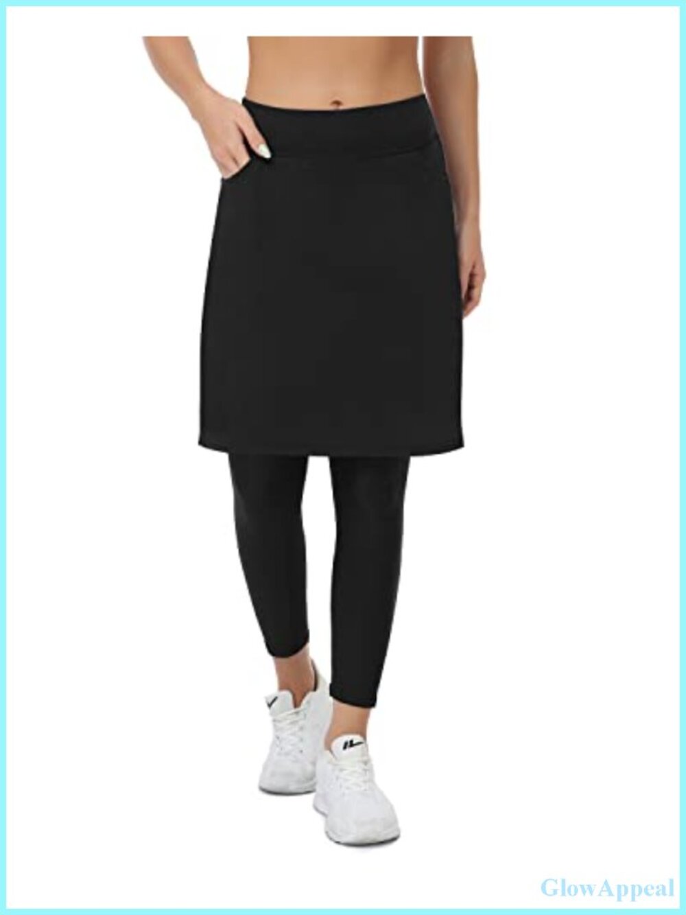 WOWENY Women's Knee Length Skort with Inner Shorts, Athletic Golf Tennis Skirt